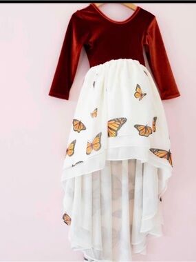 Pleiades Monarch Butterfly Velvet High-Low Dress Sz 6